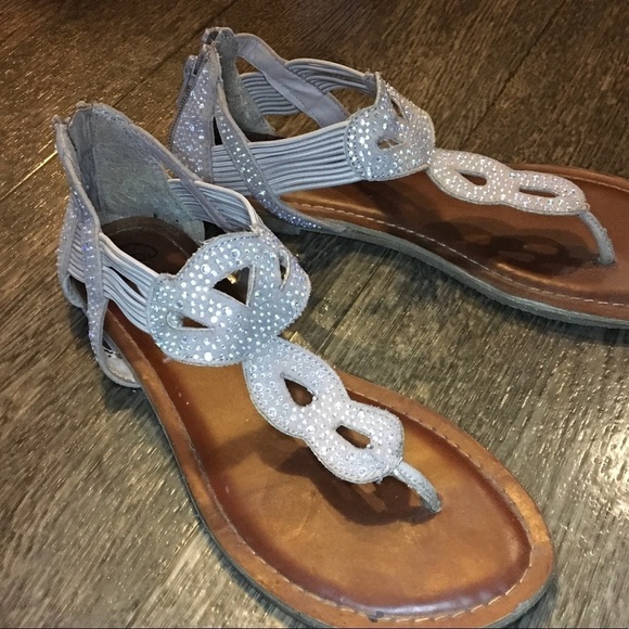 Candies Gray Dot Twist Strap Boho Sandals Women’s Size 9.5 - Picture 4 of 9
